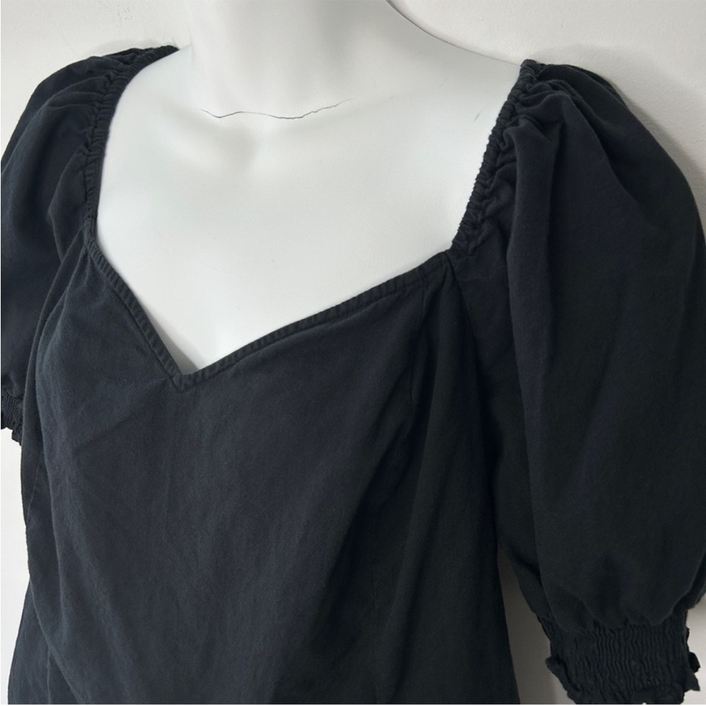 AVA & VIV Black Puff Sleeve Smocked Back Top Whimsigoth Regency Size 1X - Picture 5 of 8